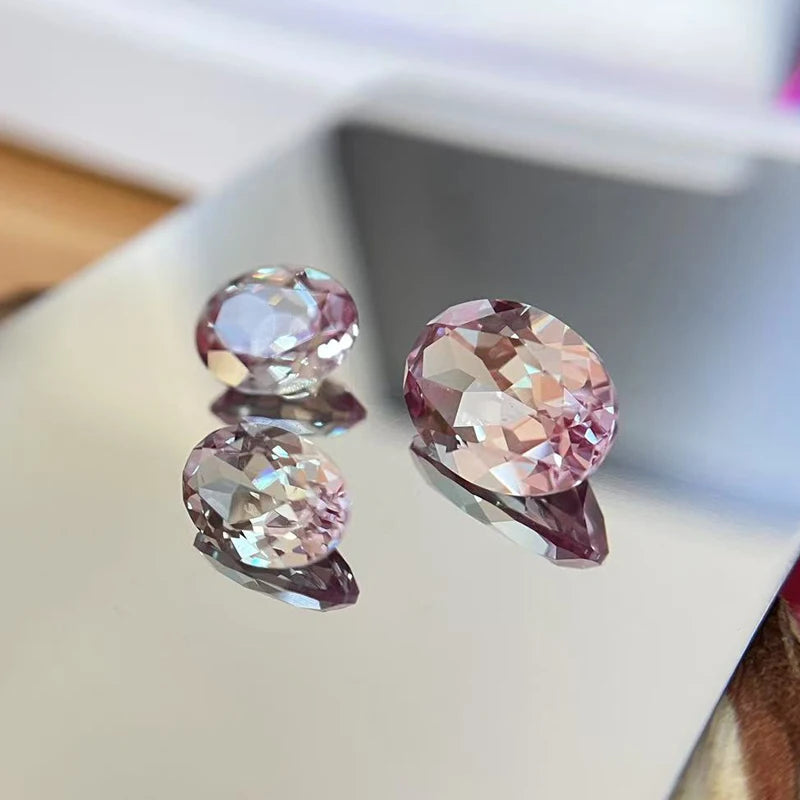 Top Lab Grown Alexandrite Stone Oval Shape Purple Color Charms Beads for Diy Jewelry Making Materials Selectable Certificate