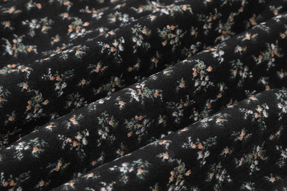 High Waist Vintage Floral Printed Women's Umbrella Skirts 2025 New Spring Autumn Black Casual Loose Straight A-line Skirt Female