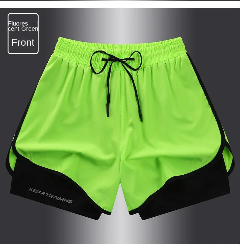 【 S-5XL 】2025 Sports Three Piece Pants Summer Popular Anti glare Double layered Sports Shorts for Men and Women Couples Ru