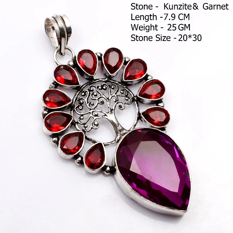 Genuine Blue Topaz Citrine Glass Agate Jasper Amethyst Pendant