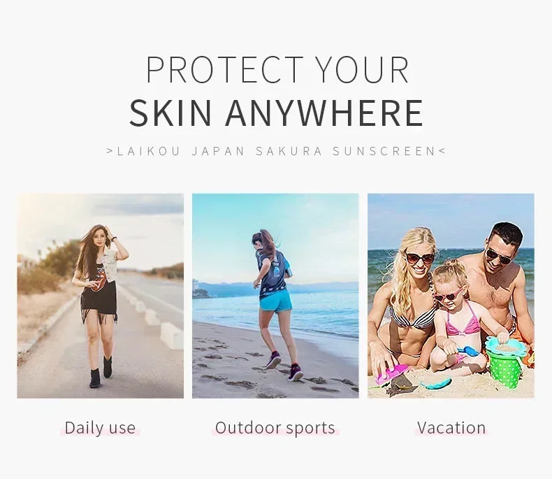 LAIKOU SPF 50 PA+++ Sakura Sunscreen For Face Body Neck Solar Blocker Long-Lasting Sun Block Facial Sunscreen Sun Cream 50g - AMULET RING STORE