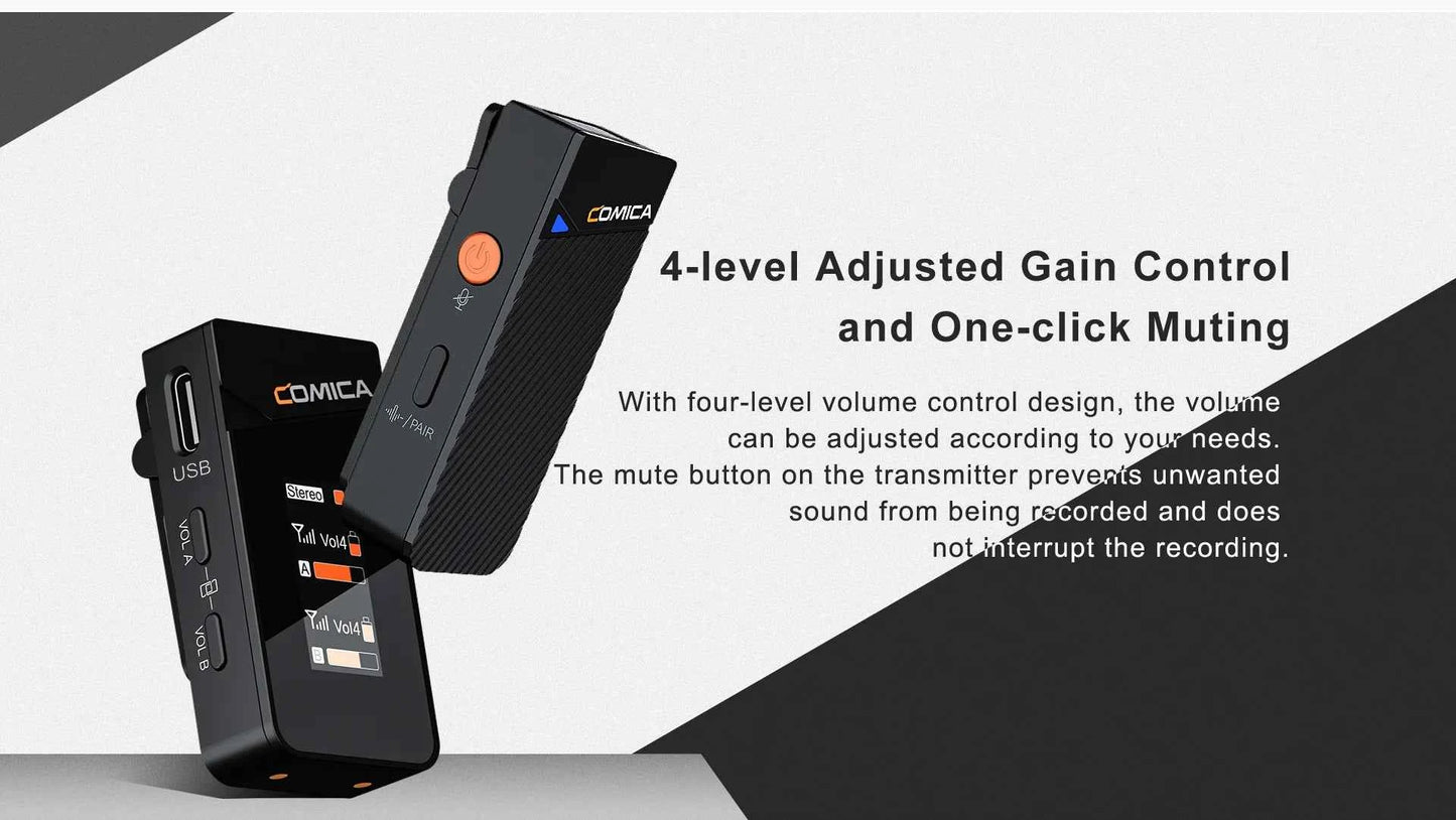 COMICA Vimo C 2.4G Mini Wireless Lapel Microphone with Charging Case, for Smartphone Camera Podcast Interview YouTube Facebook