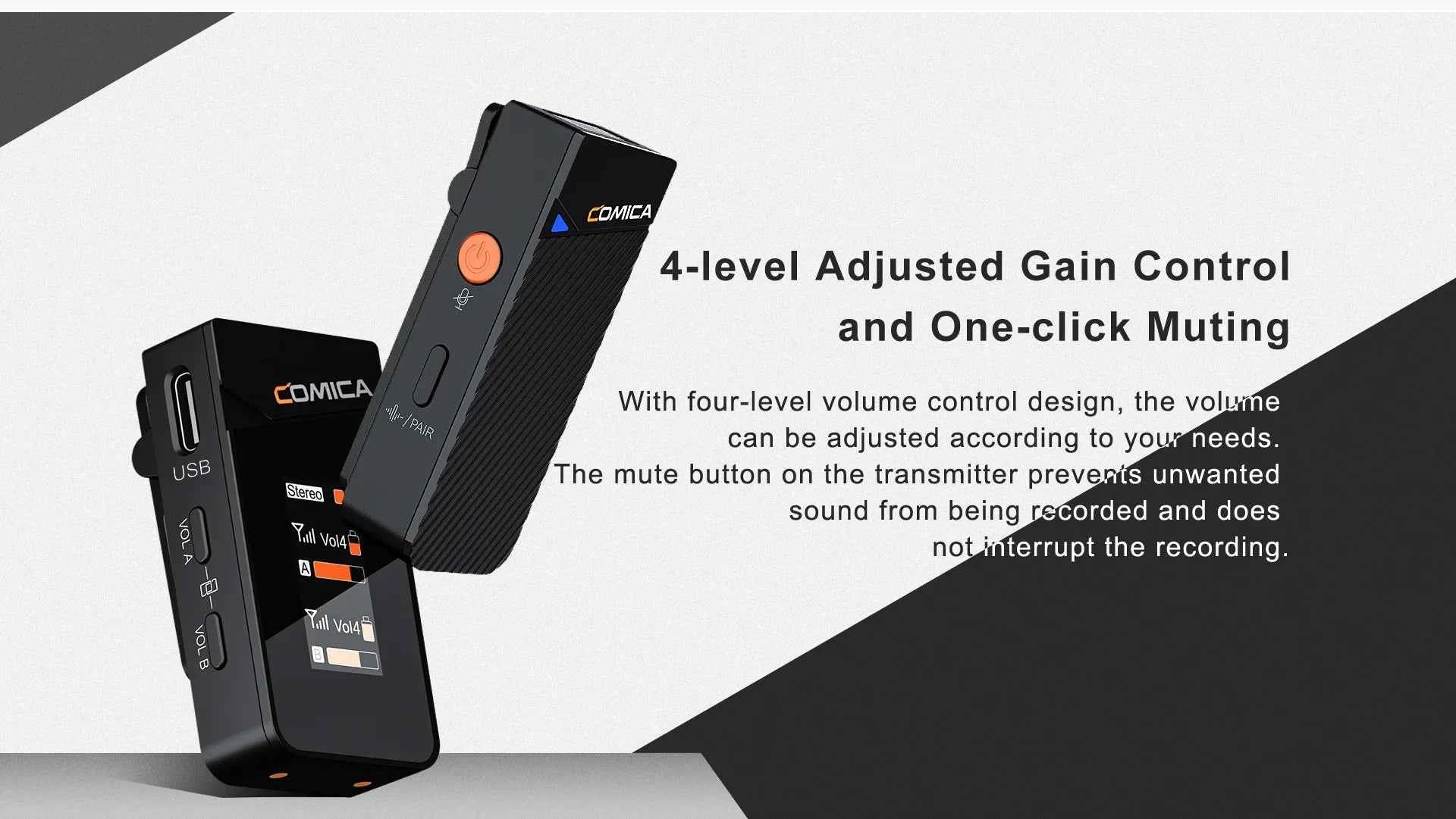 COMICA Vimo C 2.4G Mini Wireless Lapel Microphone with Charging Case, for Smartphone Camera Podcast Interview YouTube Facebook