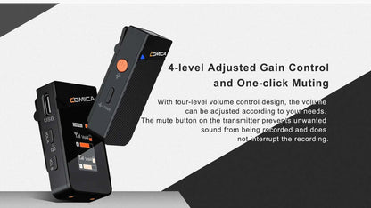 COMICA Vimo C 2.4G Mini Wireless Lapel Microphone with Charging Case, for Smartphone Camera Podcast Interview YouTube Facebook