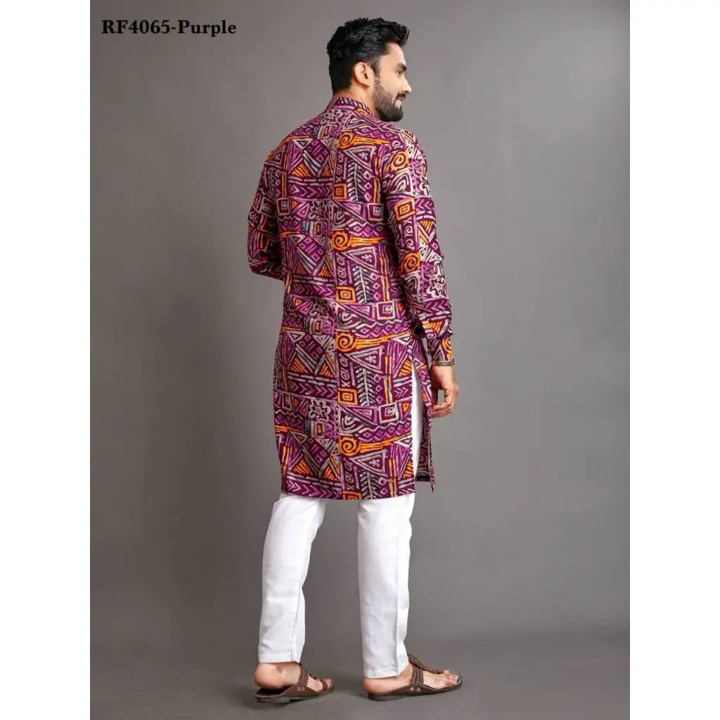 2025 Men's Clothing Stand Collar Golden Print Long Sleeve Shirt Trendy Hip Hop Casual Clothes Ethnic Style Mid-Length Top