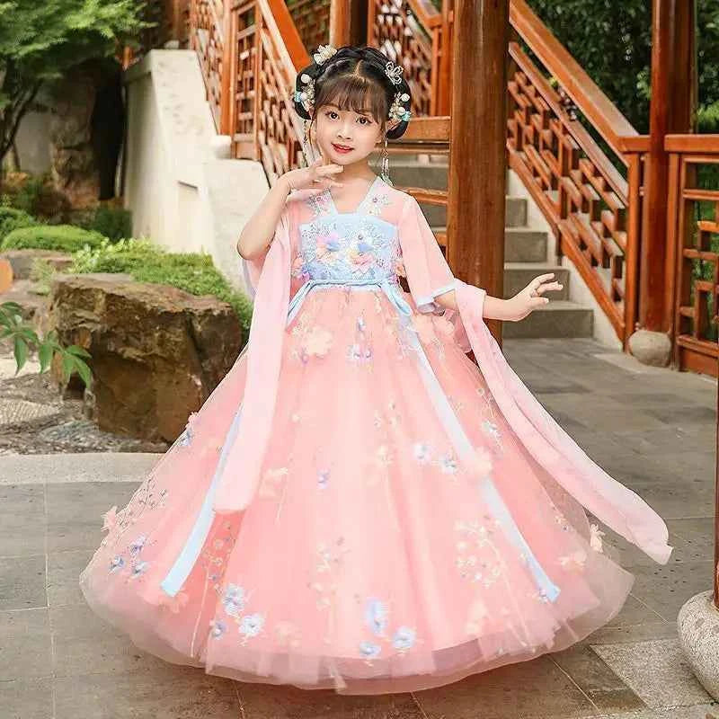 Summer Girls' Hanfu Dress Princess Costume Children's Dresses Kids Vintage Party Baby Girl Dress Cosplay Girls Clothes Vestidos