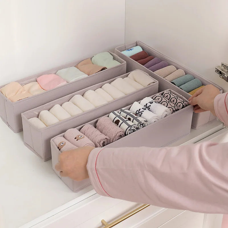 Foldable Underwear Socks Storage Box Panties Storage Boxes Clothes Organizer Cabinets Drawers Bedroom Wardrobe Separator Case - AMULET RING STORE
