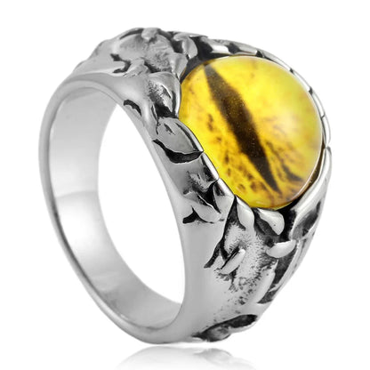 European and American stainless steel ring Retro punk men's devil eye titanium steel ring