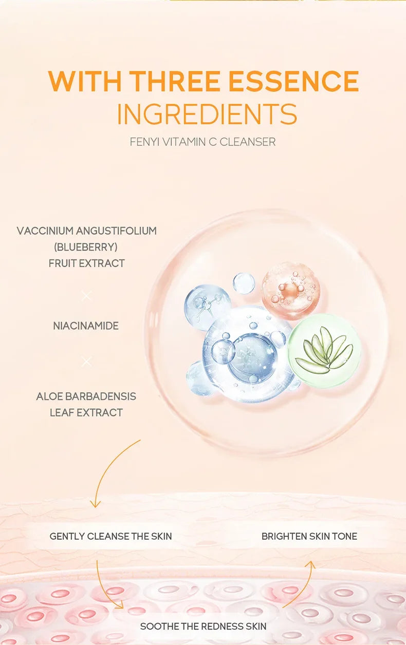 Vitamin C Facial Cleanser Skin Cleansing Moisturizing  Blackhead Remove Skincare Face Wash Foam Face Cleanser 50g
