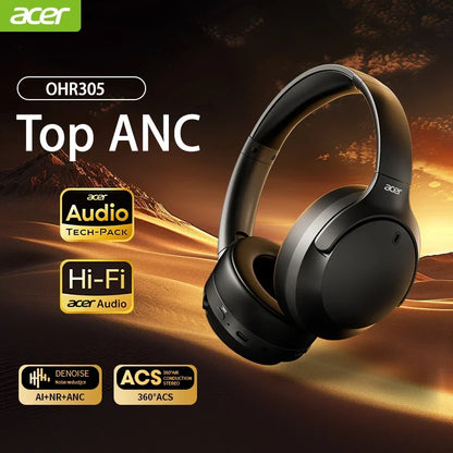 Acer Headphones Wireless Earphones Head Tracking 3D Spatial Audio -42dB ANC Bluetooth 5.4 HIFI Headset ENC HD Mic Low-Latency