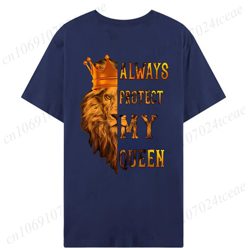 Fashion Valentine's Day Tees Shirt Lion Animal Back Print Graphic Y2k Tops Lover Couples Matching T-shirt Men & Women Clothing - AMULET RING STORE