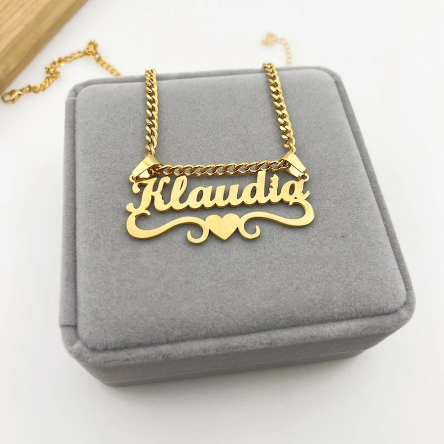 Acheerup Personalized Customized Name Necklace for Women Stainless Steel 2 Hook Crown Cuban Chain Pendant Jewelry Birthday Gift