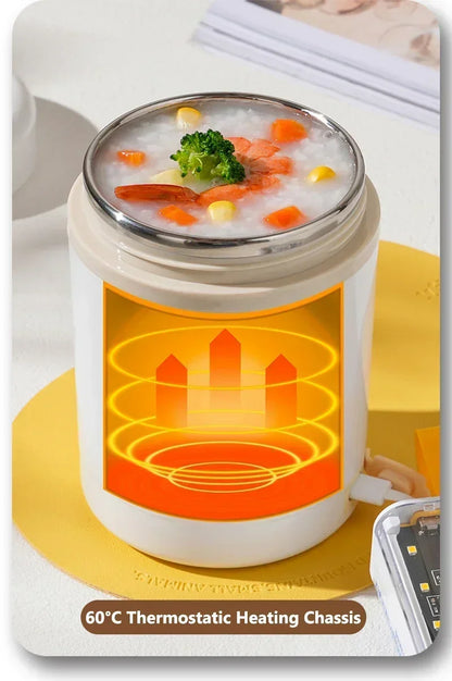 600ML USB Electric Heating Lunch Box Portable Picnic Milk Drink Food Heater Stainless Steel Food Warmer Container 5V 12V 24V - AMULET RING STORE