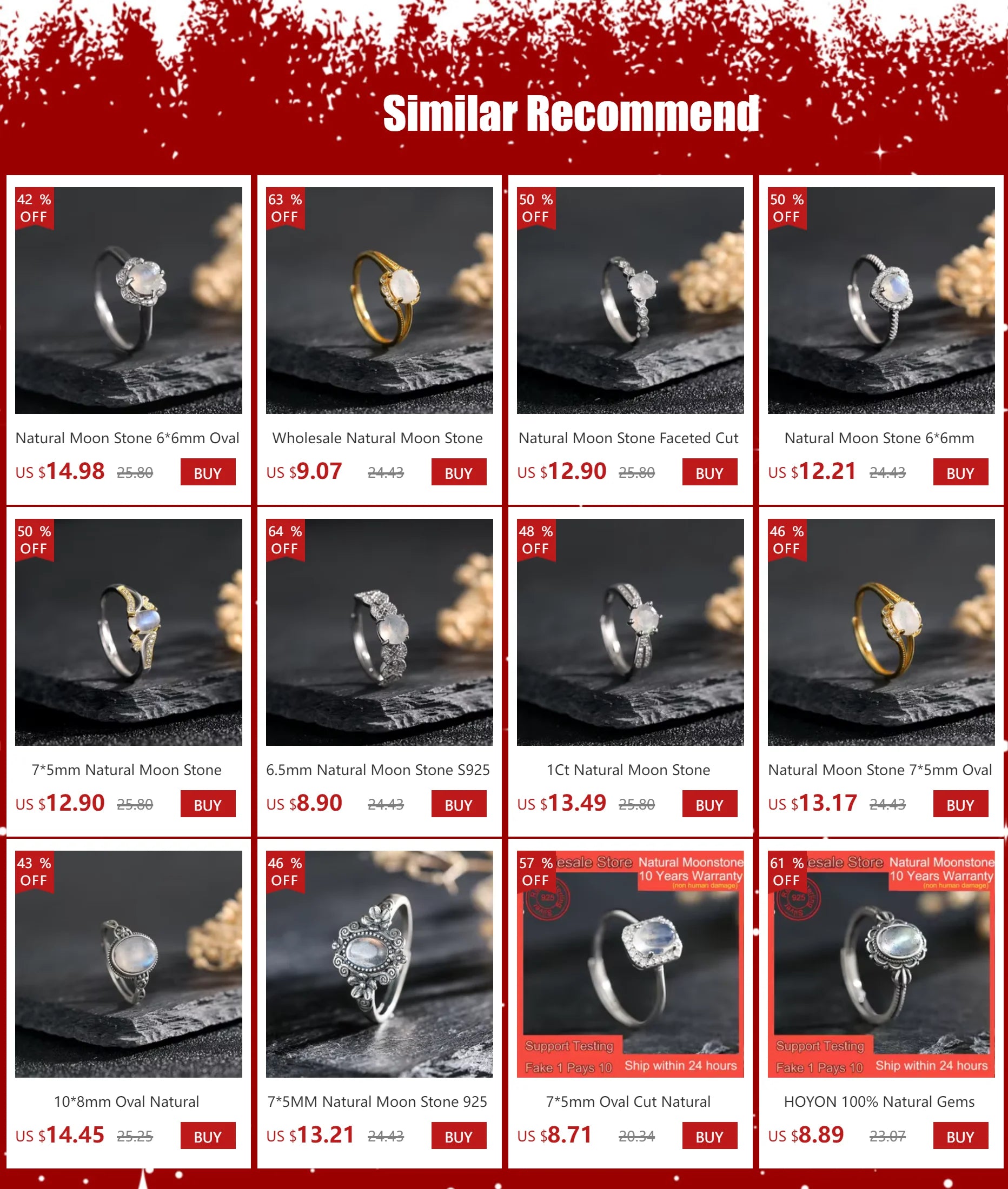 Natural Moonstone Ring 925 Sterling Silver Adjustable Vintage Boho Jewelry 10x8mm Oval Gemstone Healing Crystal Gift - AMULET RING STORE