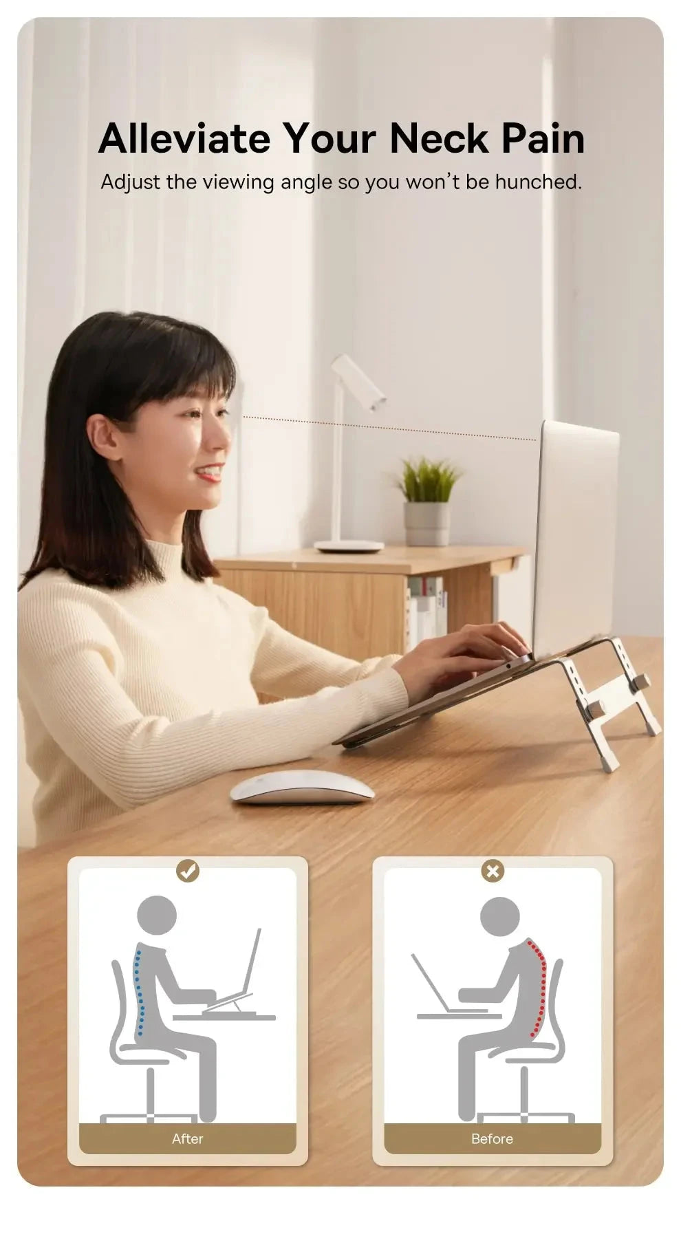 Baseus Adjustable Laptop Stand Aluminum Portable Notebook Support Holder for Macbook Air Pro Computer Stand Cooling Bracket - AMULET RING STORE