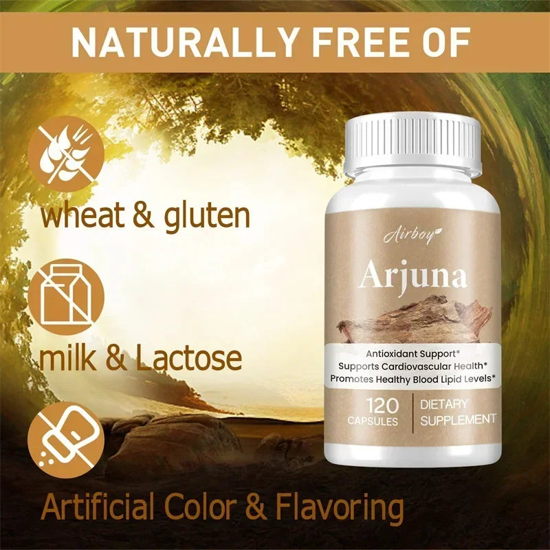Arjuna Capsules - Supports Heart, Cardiovascular Health, Promotes Cellular Energy Production, Antioxidant, Non-GMO, Vegan - AMULET RING STORE