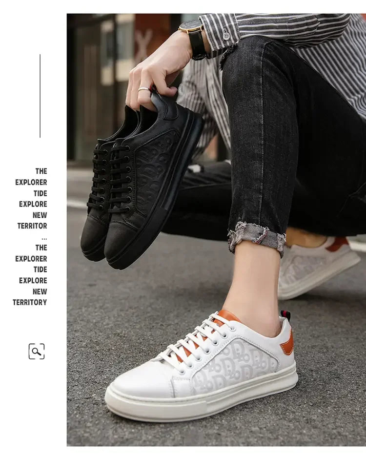 Leisure Shoes 2025 New Wear-resistant Fashion Shoes Anti-slip Anti-odor Leather Sports Thick Soles All Match Street Men's Shoes - AMULET RING STORE