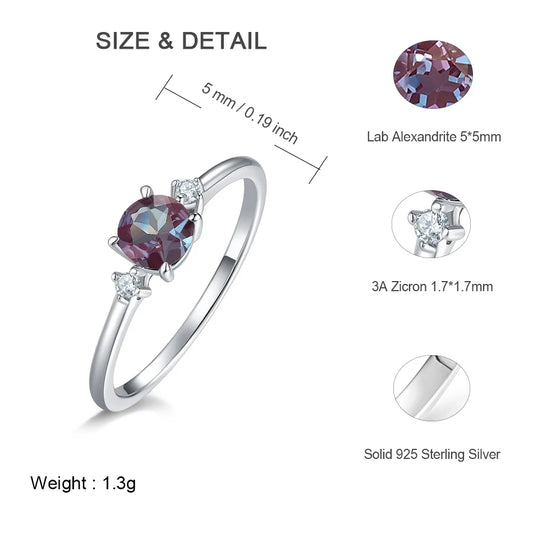 ALLNOEL Natural Alexandrite 925 Silver Ring Health rings for Women Weight Loss Fatigue Pressure Fatigue Relief Yoga Jewelry Gift