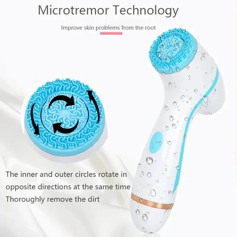 3 In 1 Electric Cleansing Brush Vibrations Facial Cleaner Face Massager Sonic Rotating Cleansing Brush Face Deep Cleansing Tool