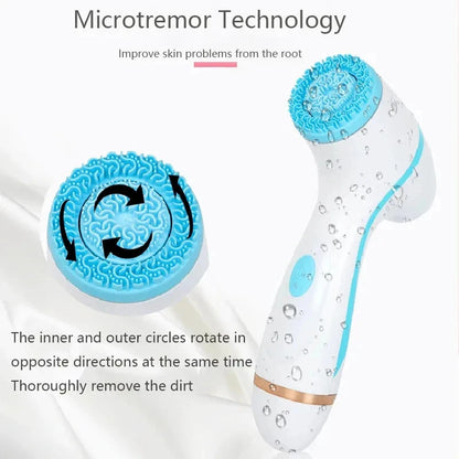 3 In 1 Electric Cleansing Brush Vibrations Facial Cleaner Face Massager Sonic Rotating Cleansing Brush Face Deep Cleansing Tool