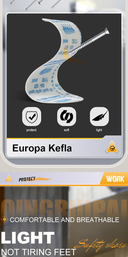 Men's high top lace-free comfortable soft sole anti-smash and puncture resistant work shoes - AMULET RING STORE