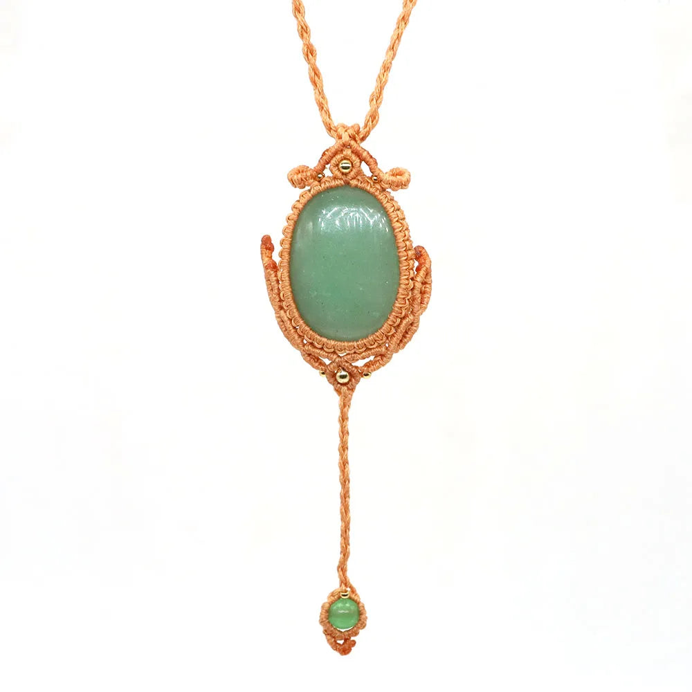 Natural Stones Tear Water Drop Pendant Crystals Healing Handmade Thread Rope Wrap Braided Macrame Chain Necklace Jewelry Gifts - AMULET RING STORE