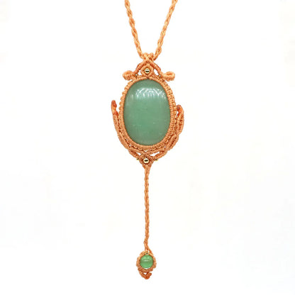 Natural Stones Tear Water Drop Pendant Crystals Healing Handmade Thread Rope Wrap Braided Macrame Chain Necklace Jewelry Gifts - AMULET RING STORE