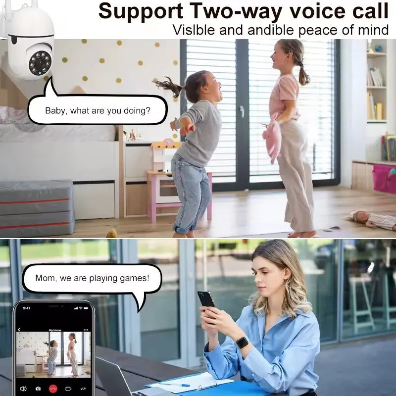 3MP WiFi Camera Home PTZ IP Camera Color Night Vision Audio Wireless Surveillance Camera Automatic Home Tracking Security CCTV C - AMULET RING STORE