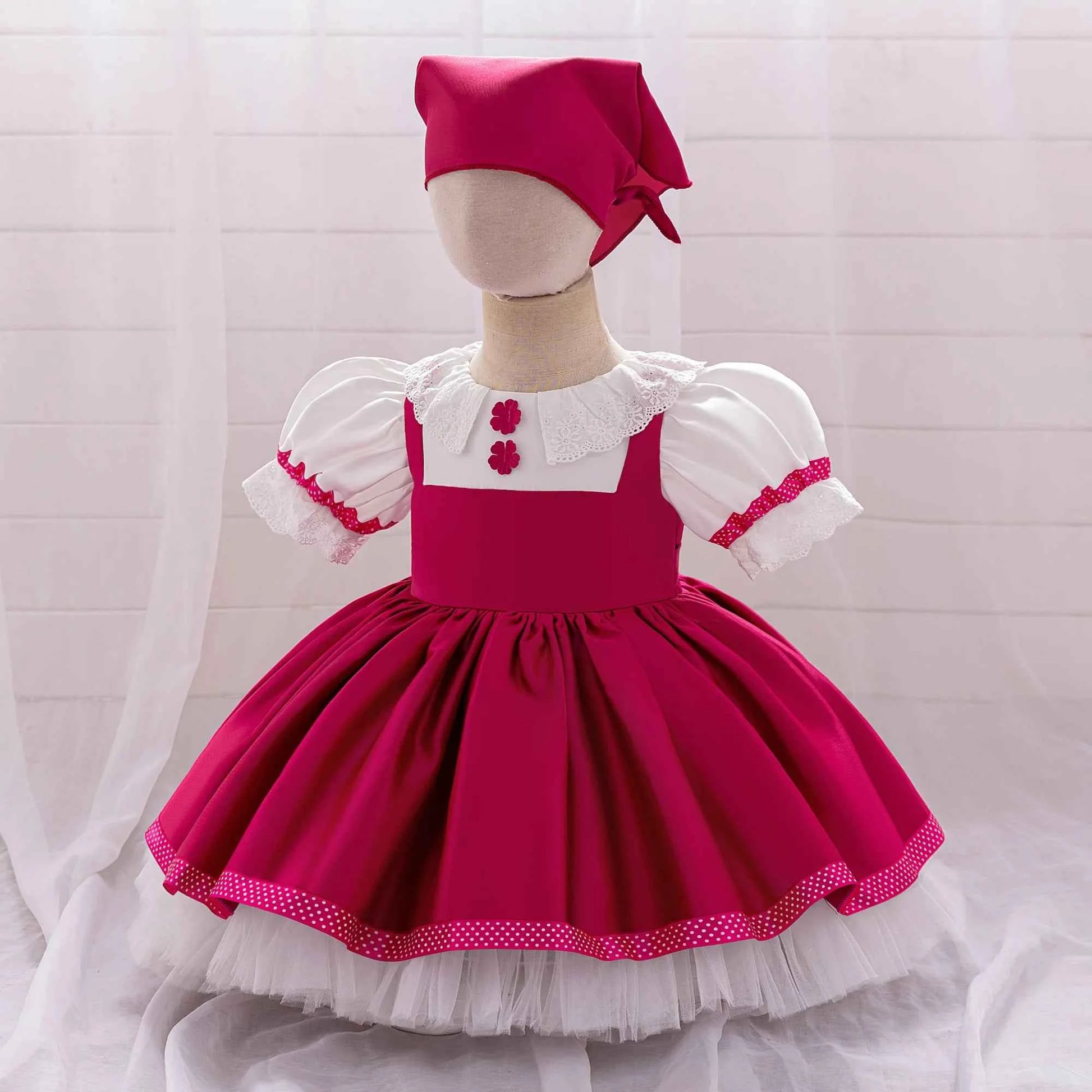 Masha and Bear Maid Costume for Baby Girls Lolita Christmas Costumes 1st Birthday Party Princess Dresss Bow Wedding Kids Clothes