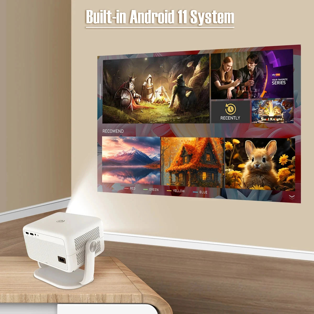Magcubic 650ANSI L018 4K Projector Native 1080P Home Cinema Auto Focus Keystone Android 11 WiFi6 Portable Projector for Outdoor
