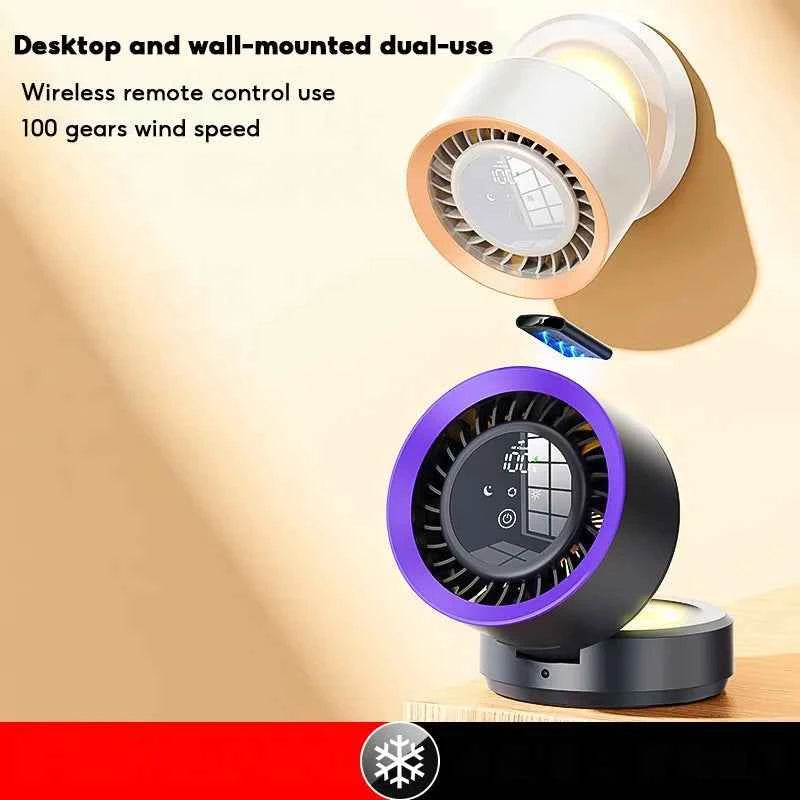 Eary Wall-mounted Fan Punch-free Foldable Fast Charging Desktop Fan With Night Light Magnetic Remote Control Air Conditioner Fan