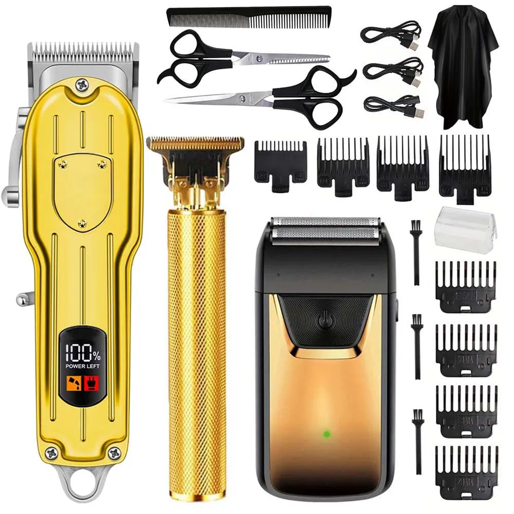 Professional Hair Clippers/Hair Trimmer/Beard Shaver for Men - Cordless Barber Clipper Hair Cutting Kit, Haircut Grooming Kit - AMULET RING STORE