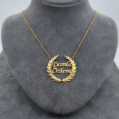 Custom Laurel Wreath Name Necklace Women Girl Jewelry Personalized Stainless Steel Couple Nameplate Necklace Gifts For Her