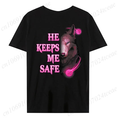 Fashion Valentine's Day Tees Shirt Lion Animal Back Print Graphic Y2k Tops Lover Couples Matching T-shirt Men & Women Clothing - AMULET RING STORE