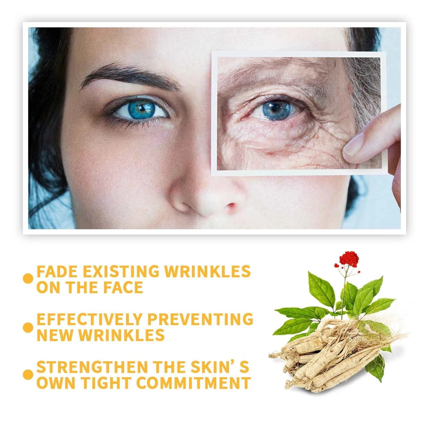 Eelhoe Ginseng Face Anti Wrinkle Serum Reduce Fine Lines Tightening Hydrating Anti-aging Plumping Face Smooth Skin Care Serum