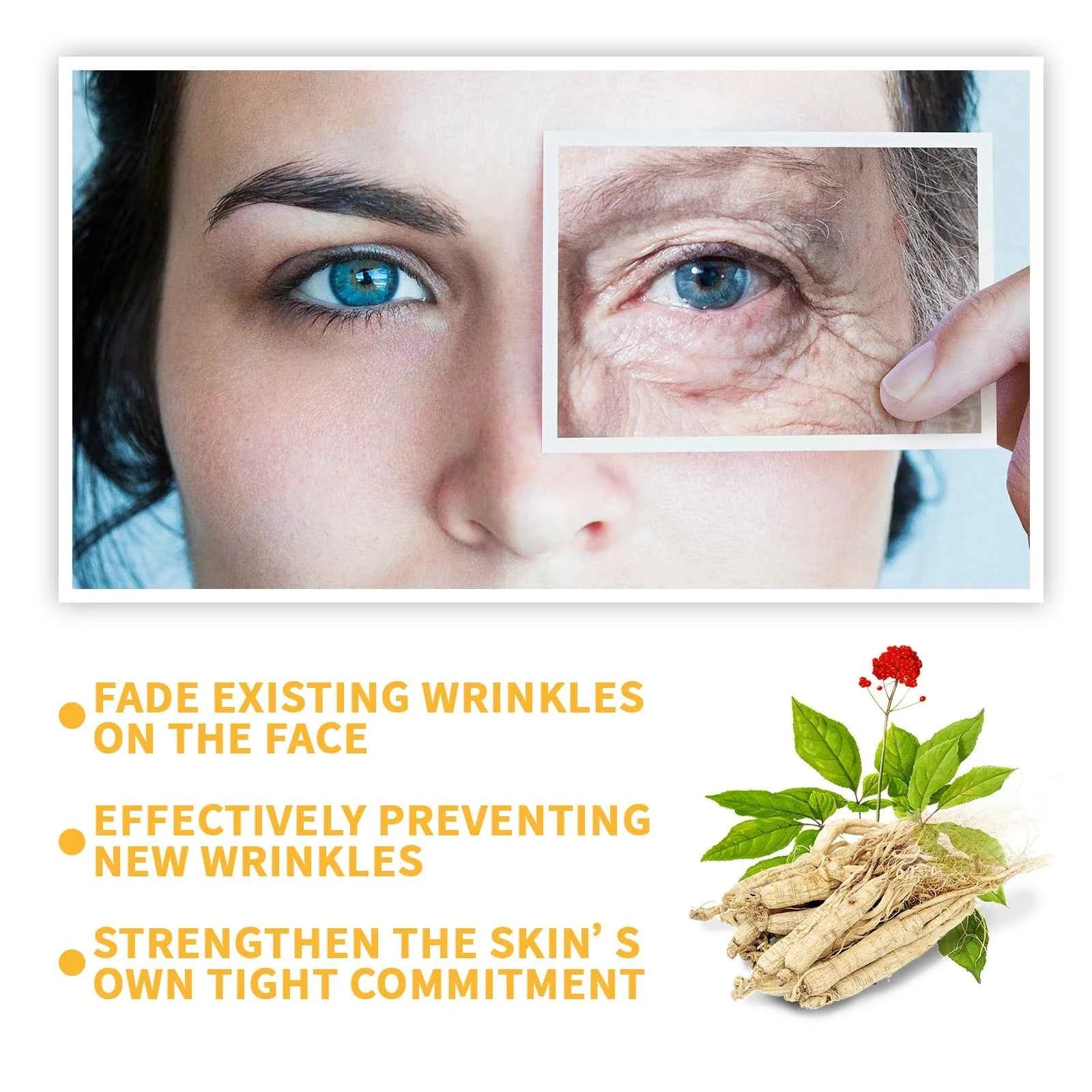 Eelhoe Ginseng Face Anti Wrinkle Serum Reduce Fine Lines Tightening Hydrating Anti-aging Plumping Face Smooth Skin Care Serum
