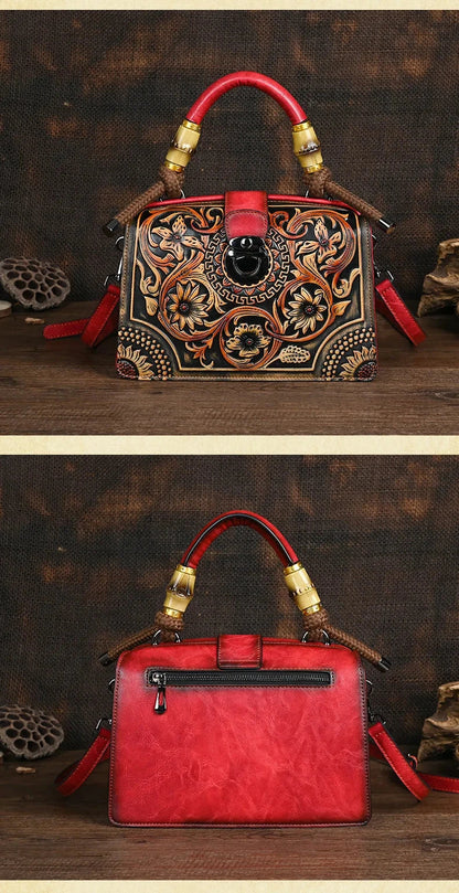 Motaora New Embossed Shoulder Bag For Women's 2025 Vintage Handmade Handbag Female PU Leather Big Capacity Crossbody Bags Purse