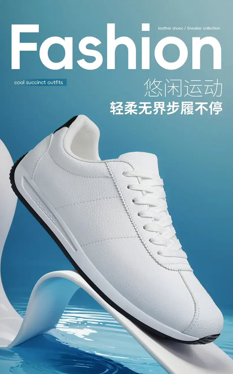 Leisure Running Summer Fashion Anti Slip Mountaineering PU Leather Sports Shoes Tennis Trend Hot Selling Men White Flat Shoes - AMULET RING STORE