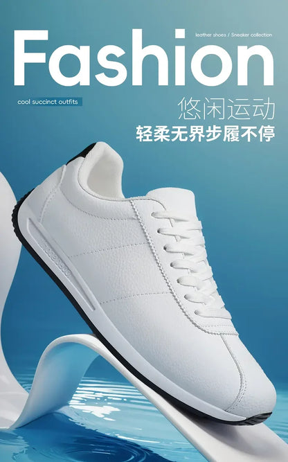 Leisure Running Summer Fashion Anti Slip Mountaineering PU Leather Sports Shoes Tennis Trend Hot Selling Men White Flat Shoes - AMULET RING STORE