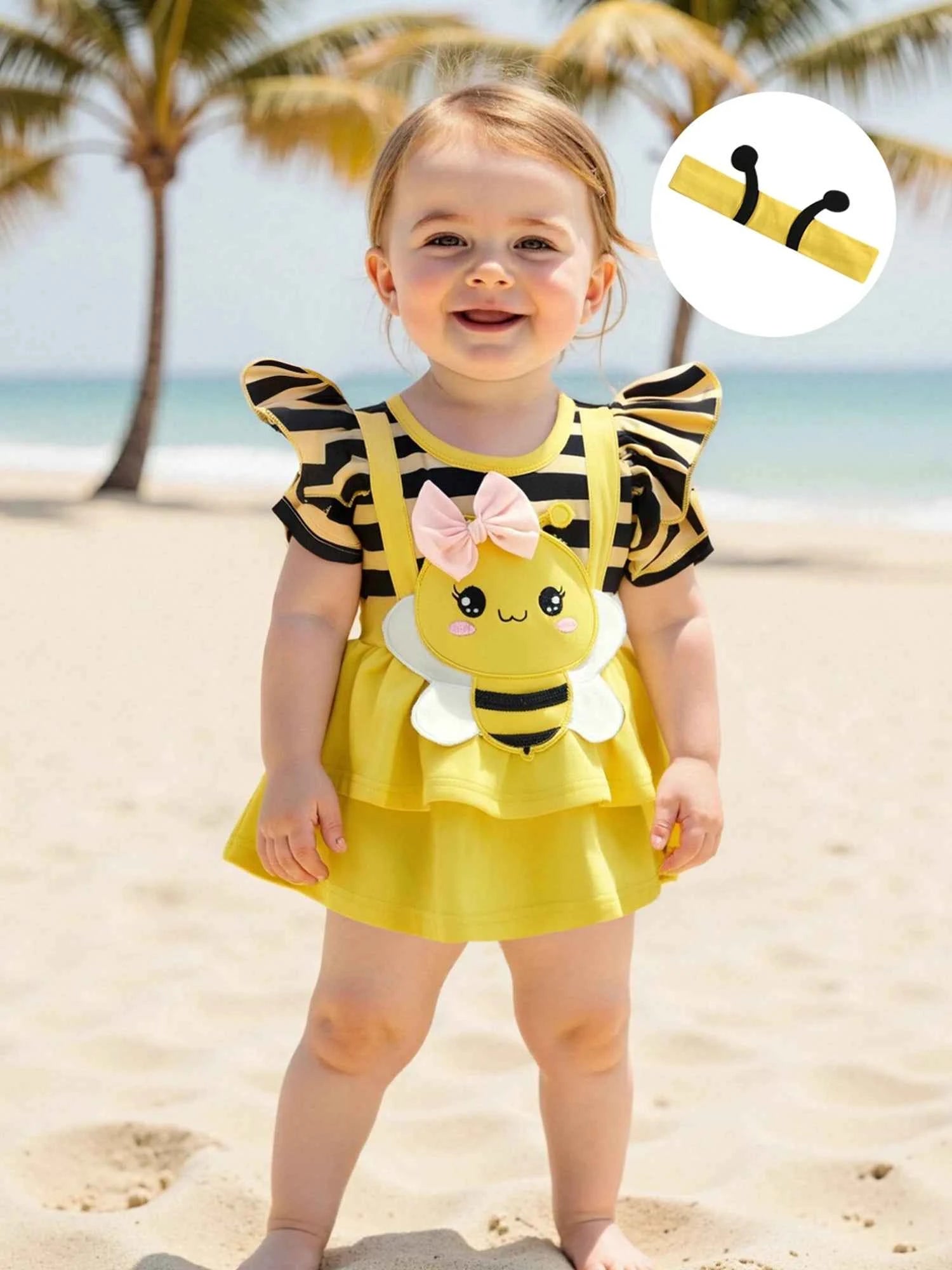 Baby Girl Summer Outfit Sleeveless Floral Print Ruffle Romper with Matching Headband and Sandals Set for Newborns