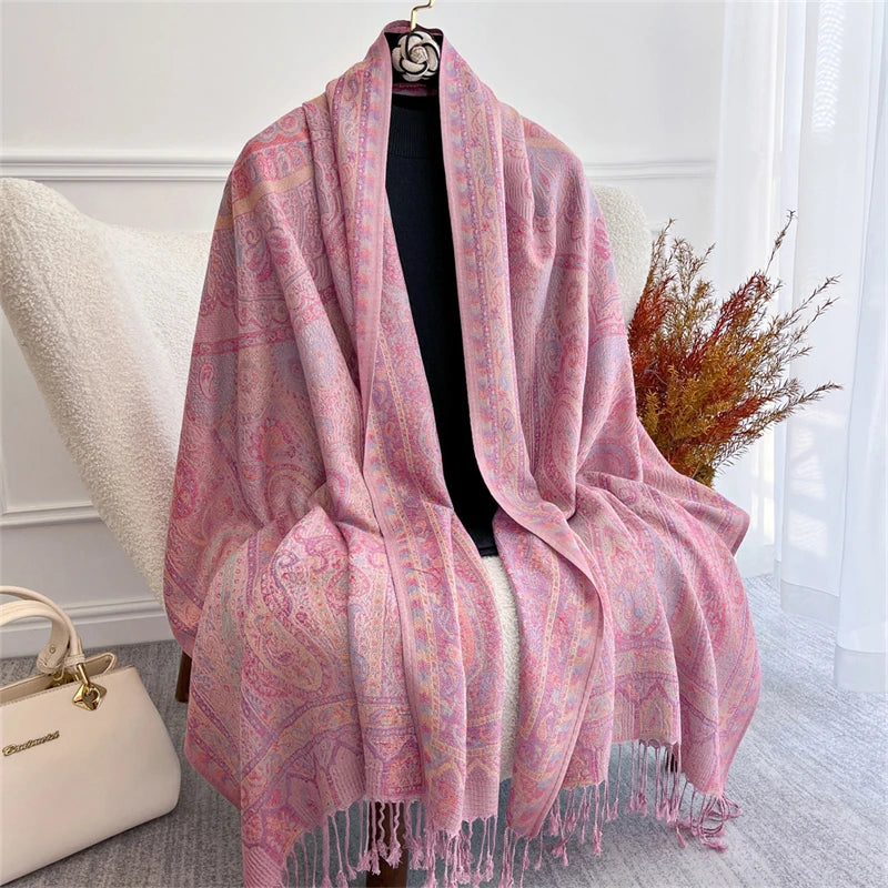 Autumn Bohemian Ethnic Paisley Cashmere Shawls Scarf for Women Warm Jacquard Pashmina Scarves Print Design Lady Foulard Stoles - AMULET RING STORE