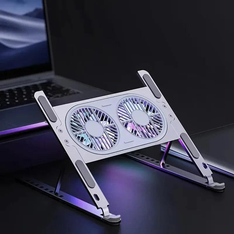 Desktop Aluminum Alloy Adjustable Big Fans Cooling Laptop Stand for 14 to 17.3inch Laptops - AMULET RING STORE