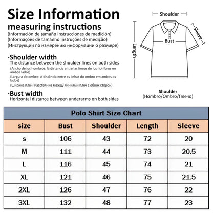 Men's Polo Shirt Business Casual Summer Short Sleeves Tops Pattern Print Button T Shirt Loose Clothes Fashion Polo T Shirt