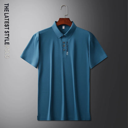 Ice Silk Polo Shirt Short Sleeved Letter Printing T-shirt New 2024 Summer Men's Clothing High-grade  Shirts
