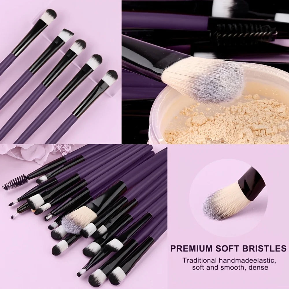 8/20Pcs Eye Makeup Brush Set Portable Soft Makeup Tool Eyeshadow Blending Detail Cosmetics Brush Kit with Makeup Egg Powder Puff - AMULET RING STORE