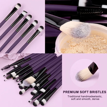 8/20Pcs Eye Makeup Brush Set Portable Soft Makeup Tool Eyeshadow Blending Detail Cosmetics Brush Kit with Makeup Egg Powder Puff - AMULET RING STORE