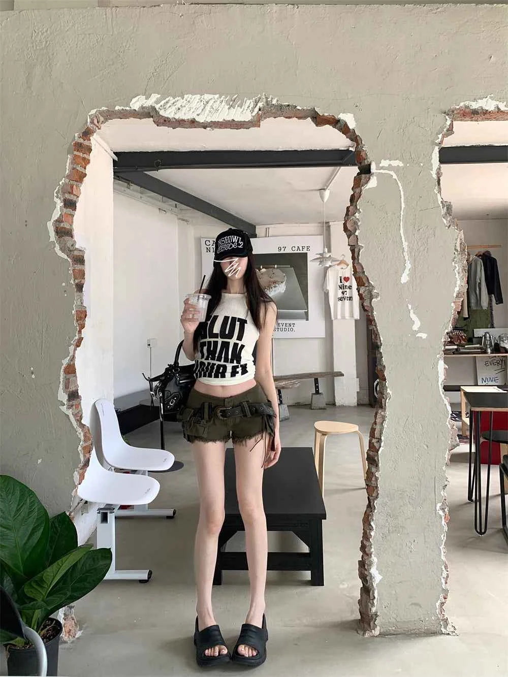 Summer Women Goblin Core Abi Y2k Streetwear Gyaru Cargo Denim Shorts Japanese Harajuku Jean Hot Pants Grunge Kpop Cyber Punk