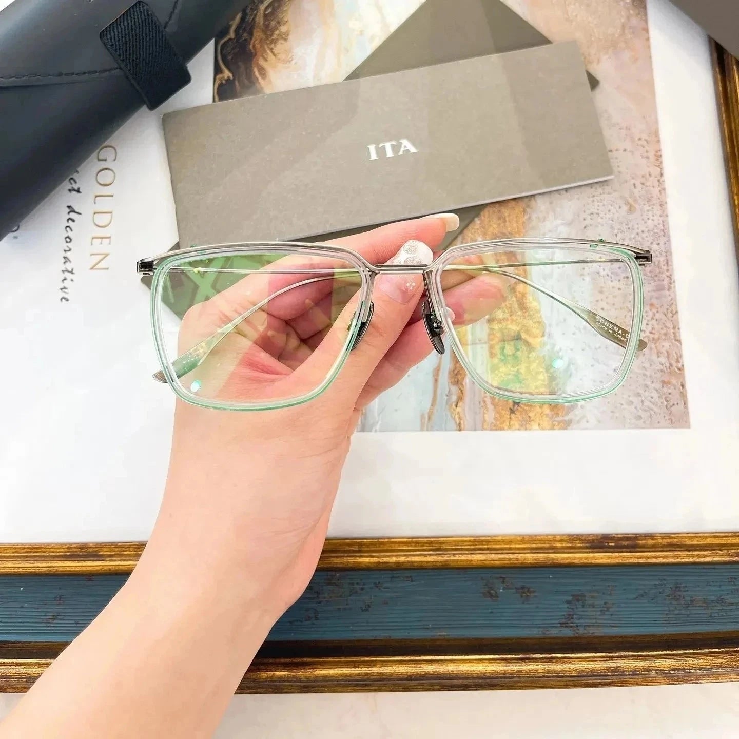 Original Ditaeds SCHEMA-ONE DTX106 Trendy Classic Casual Men Sunglasses Luxury Top Quality Gold Alloy Frame Women Couple Eyewear