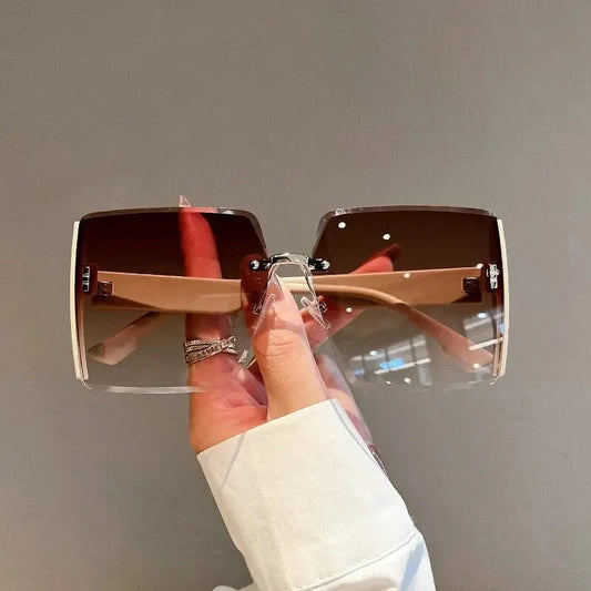 New Square Frameless Retro Sunglasses for Women Fashion Vintage Glasses Men Luxury Trend Brand Designer Shades UV400 Eyewear - AMULET RING STORE