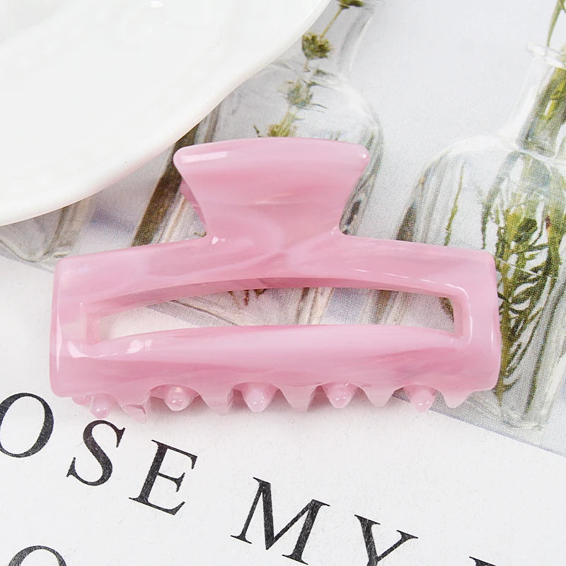 Mini Women's Hair Clips Colorful Geometric Hollow Crab Claw Clip Acetate Leopard Print Fashion Girls Hairpin Hair Accessories - AMULET RING STORE